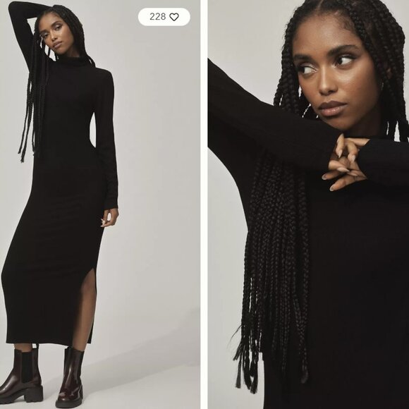 NEW Electric & Rose Lindy Knit Maxi Dress Black Onyx Ribbed‎ Bodycon Small - Picture 2 of 8